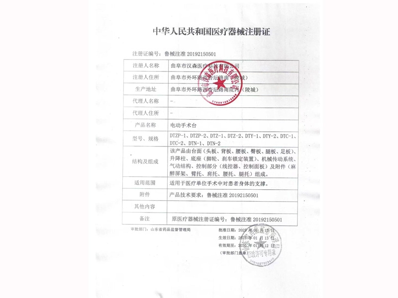 醫(yī)療器械注冊證
